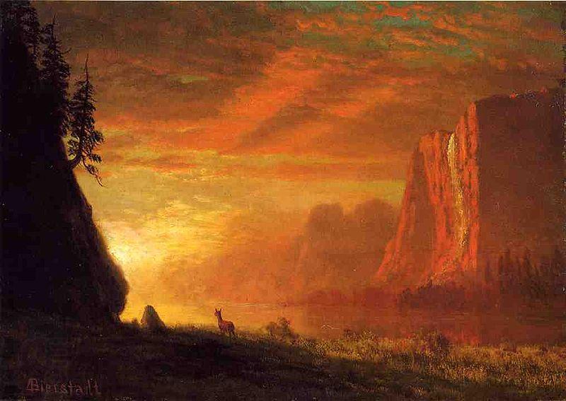 Albert Bierstadt Deer at Sunset China oil painting art